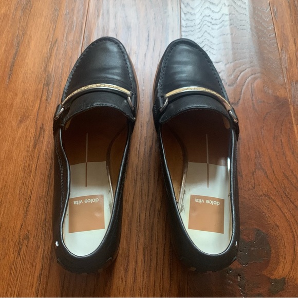 Dolce Vita Black Leather Loafer with Croc Detail - Size 7.5 - Picture 7 of 10